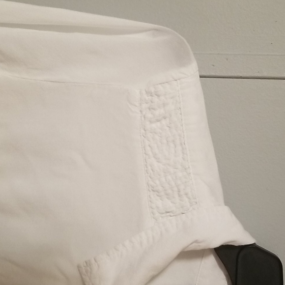 White Button Up Ruffle Shoulder Blouse - Picture 3 of 4